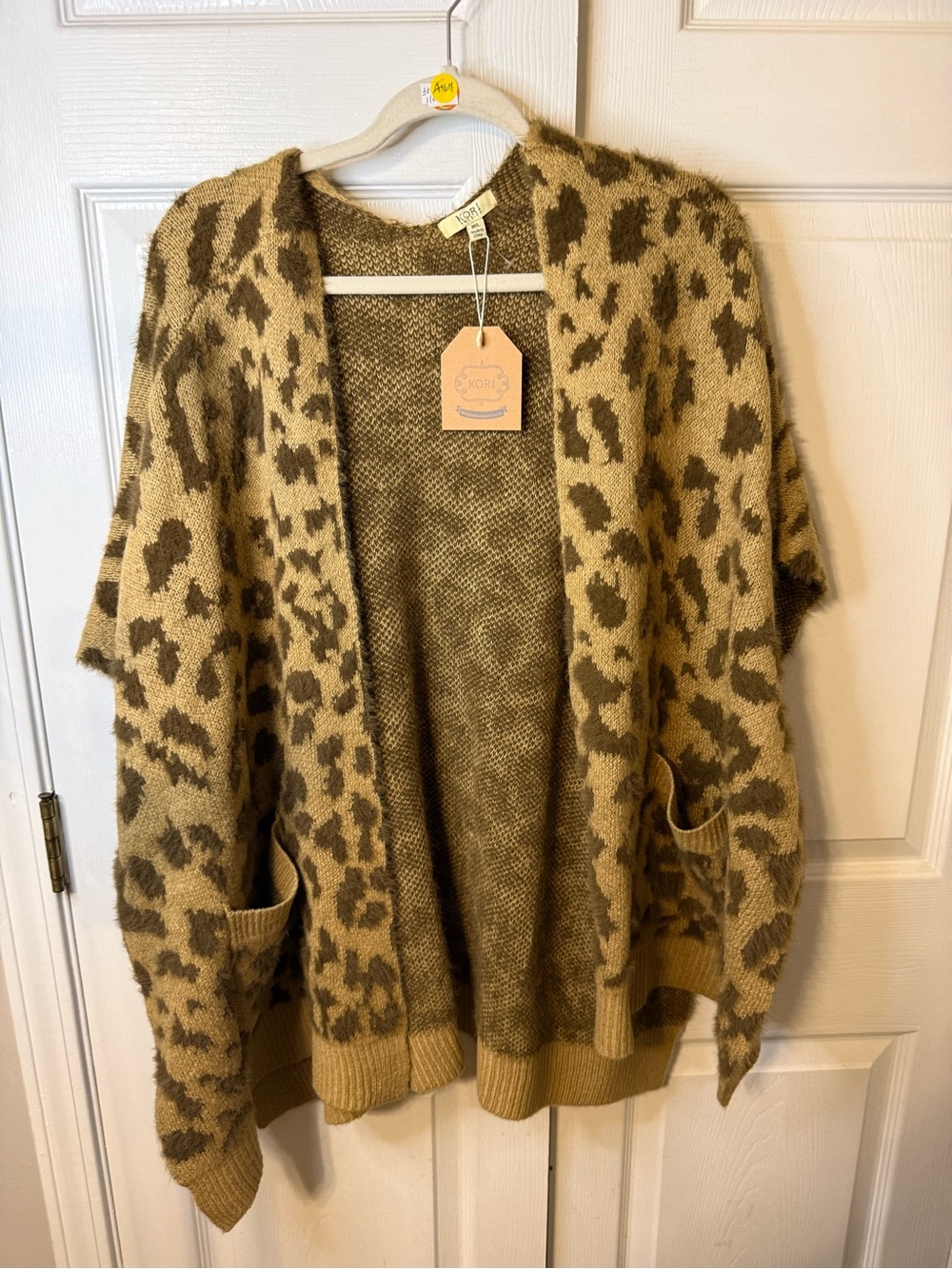 Kori Leopard-Print Open Front Cardigan - Tan and Brown